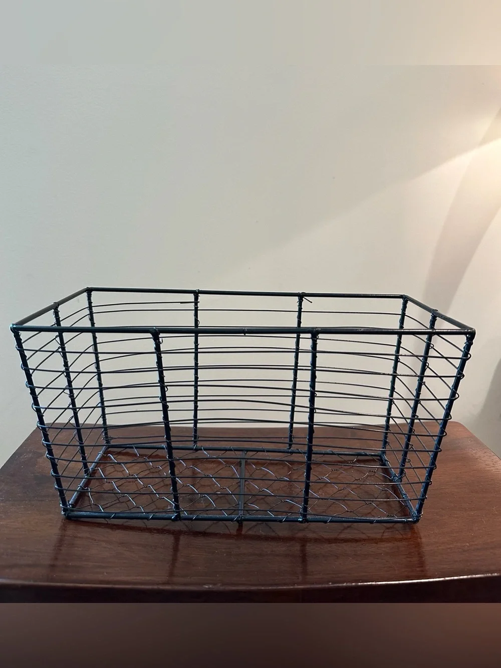 Vintage • wire • rectangular basket • black wire
